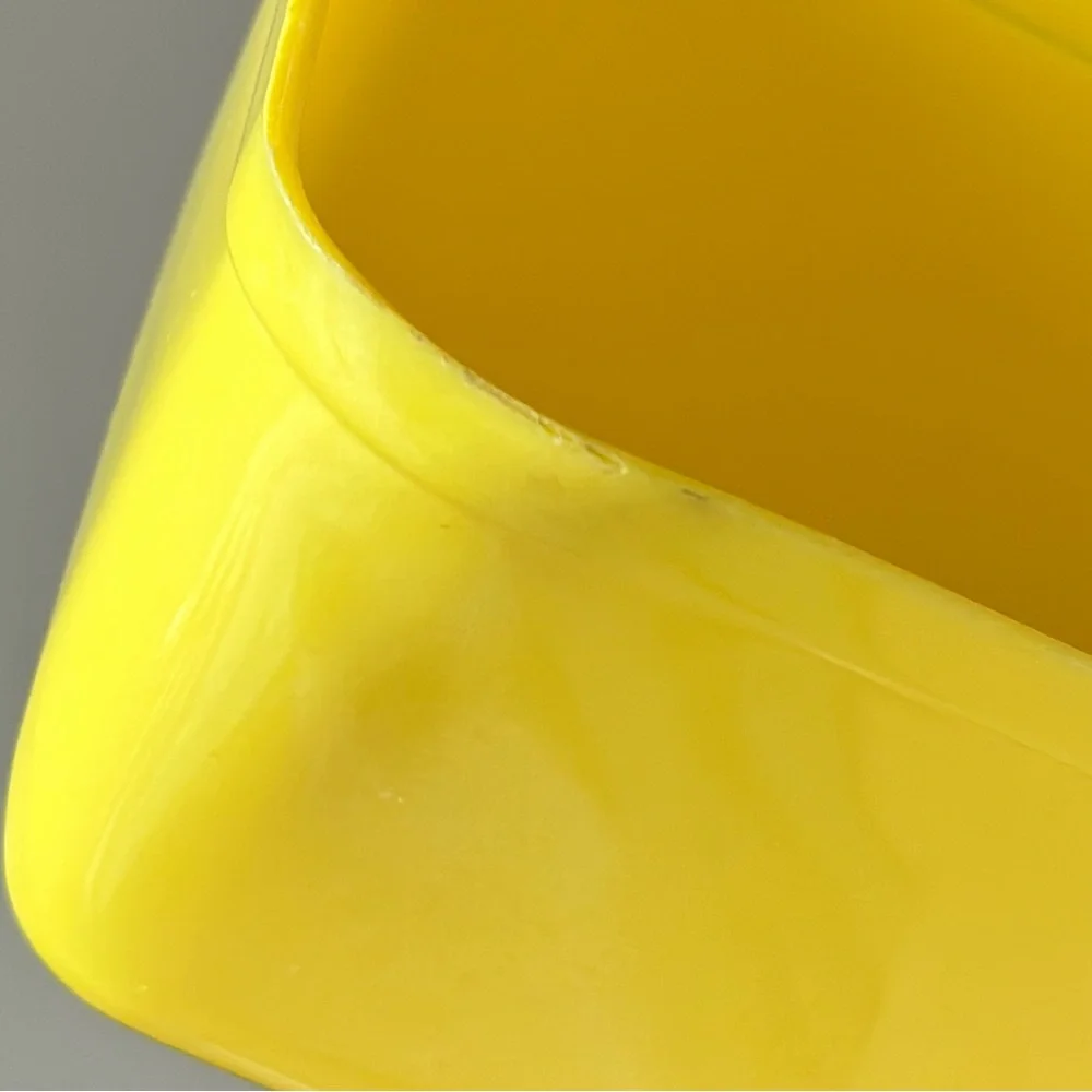Vintage Lustroware Plastic Refrigerator Dish Yellow with Clear Lid Retro MCM 8”